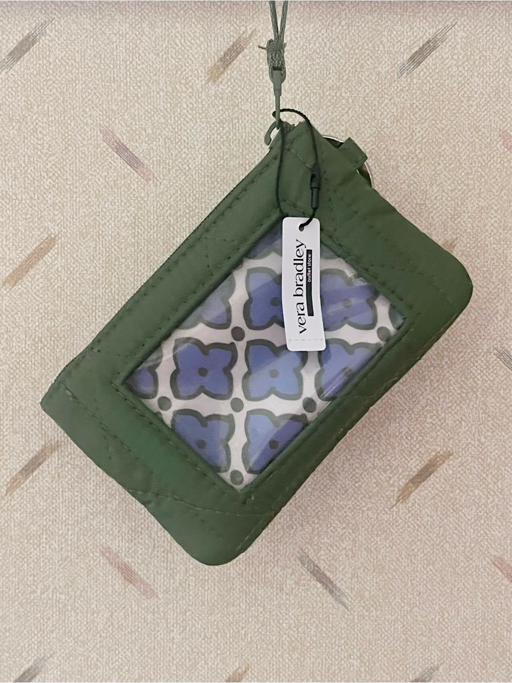Vera Bradley Zip ID case in Pearlized Cedar Green
